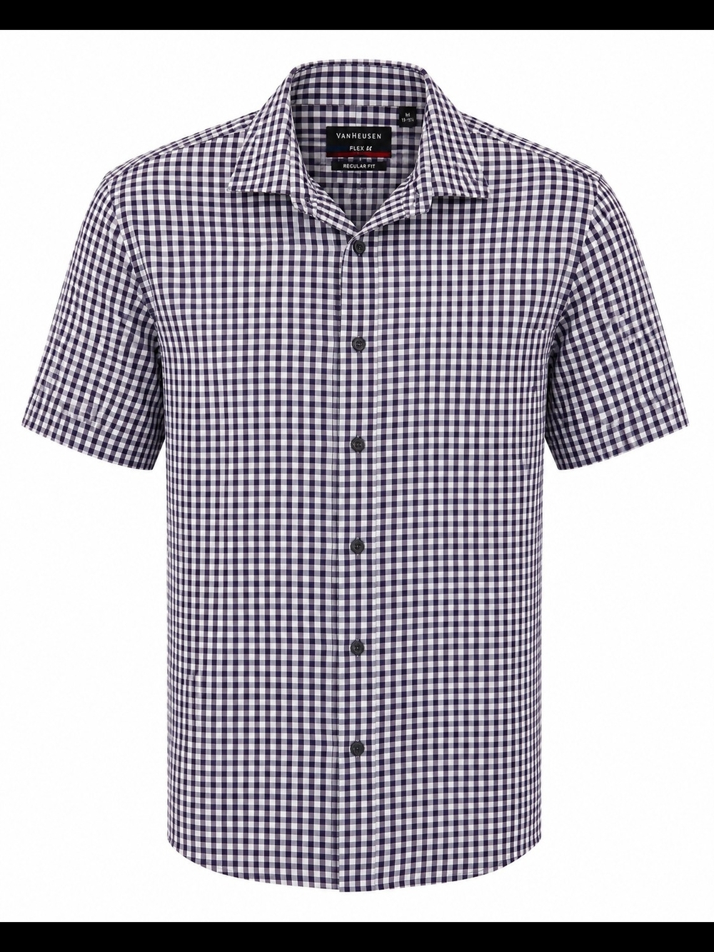 Van Heusen Purple and White Gingham Short-Sleeve Shirt Slim Fit L/G